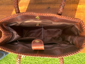 Cheveux fabriqués à la main sur cuir de vachette frange Turquoise pierre Western fourre-tout sac à main fait à la main en cuir véritable sac à main de luxe pour les femmes - Product Image 6