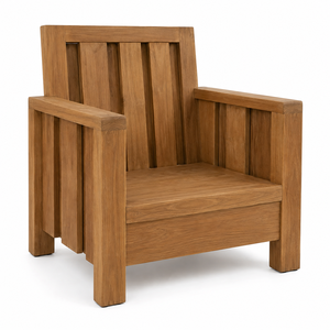 Chaise de jardin moderne en teck massif, durable, imperméable, confortable, écologique, design architectural à ailettes verticales, pour écoles et parcs - Product Image 1