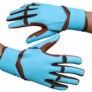 Guantes de Bateo de Béisbol de Cuero Verde Lima y Marrón, Diseño Ergonómico de Articulación Flexible, Cierre de Gancho y Bucle para Jugadores Adultos - Product Image 6