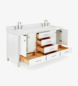 Meuble-lavabo sur mesure Abigail 66 pouces, double vasque, 7 options de finition, fabricant OEM Vietnamien - Product Image 4