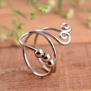 SHYAM JEWELRS Luxury 925 Sterling Silver Unisex Anxiety Spinner <b>Ring</b> <b>Adjustable</b> Fidget Movable Beads Wedding Anniversary Gift - Product Image 4