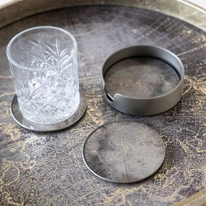 Minimalist Drink Coaster Set Featuring Elegant Metal Finish Suitable For Office <b>Desks</b> Coffee Tables And Dining Room Decor - Product Image 3