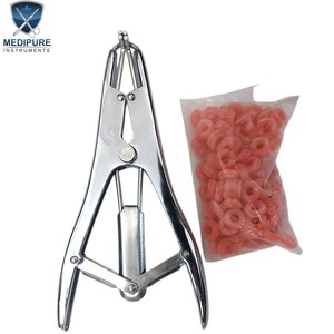 Castrator Band Applicator Bloodless Castration Tool for Cattle Sheep Goat Veterinary Instruments with 100 Elastrator <b>Rubber</b> - Product Image 2