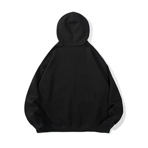 เสื้อฮู้ดโอเวอร์ไซส์ สีดำล้วน ผ้าฝ้ายเฟรนช์เทอร์รี่ เสื้อลำลองผู้ชาย ใส่ได้ในฤดูใบไม้ร่วง ทรงปกติ แขนยาว - Product Image 1