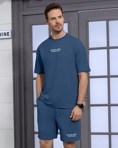 Conjunto Deportivo de 2 Piezas para Hombre, Camiseta Holgada con Hombros Caídos y Letras Estampadas, Pantalones Cortos, Traje Deportivo para Correr, Verano - Product Image 4