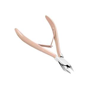 Cortacutículas Profesional de Acero Inoxidable con Mango Color Durazno Pastel, Recortador de Uñas con Agarre Suave, Cortador de Piel para Manicura - Product Image 1