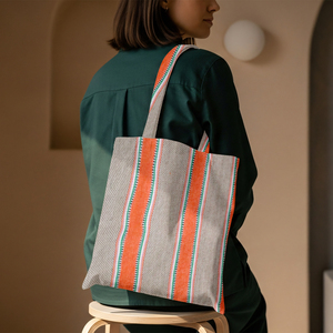 High Quality 100% Cotton Yarn Dyed Striped Cotton <b>Bag</b> 100% OEM Quick Dry Cotton <b>Bags</b> for Market Manufacturer in India. - Product Image 1