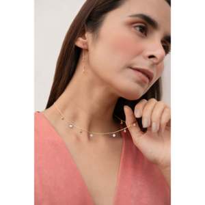 <b>Fine</b> Dangle <b>Earrings</b> 18K Layered Chain Diamond <b>Earrings</b> for Bridesmaids - Product Image 6