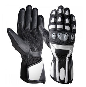 Genuine Leather Unisex Custom Cafe Racer Full Finger Motorcycle Riding <b>Gloves</b> <b>Touch</b> <b>Screen</b> Perforated Distressed Style - Product Image 2