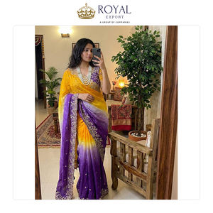 Sari de Tela Satén Fandy de Diseño Indio para Bodas, de la Mejor Calidad, con Hermoso Bordado, en Venta Global - Product Image 4