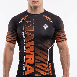 Rashguard professionnel MMA anti-UV, compression, BJJ, unisexe, manches courtes, haut d'entraînement de grappling, logo personnalisé - Product Image 1