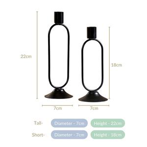 Portavelas Cónicos Modernos de Hierro Negro Mate con un Único Marco de Alambre Ovalado, Juego de 2 Soportes de Estilo Nórdico para Decoración Minimalista del Hogar - Product Image 6