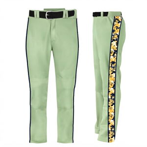 Pantalon de baseball DROGEN EXPORTS Lite vert olive avec bande latérale pour nom du joueur, durable, respirant, séchage rapide, 100% coton - Product Image 1