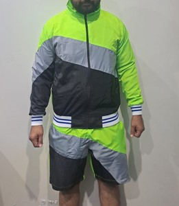 Custom Two Piece Set Reflective Women's 2026 Windbreaker <b>Zipper</b> Hoodie <b>Jacket</b> Shorts Tracksuit Casual Solid Heavyweight - Product Image 2