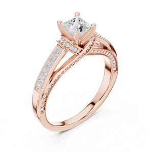 แหวนทองคำ 14K ทรงเจ้าหญิง ประดับเพชรทรงกลมเพาะเลี้ยงสำหรับผู้หญิง |   ของขวัญวันครบรอบ |   เพชรที่เพิ่งเพาะเลี้ยง - Product Image 6