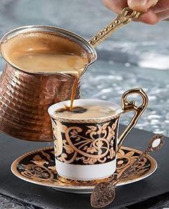 Cafetera turca árabe de latón con cuchara, de acero inoxidable, 300 ml, apta para inducción, con aislamiento térmico, utensilios para café y té - Product Image 1