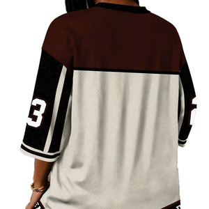Camiseta de Fútbol Americano Oversize para Mujer, Transpirable, con Cuello en V, Estilo Urbano, Uniforme de Equipo, Impresión de Número Personalizado, Proveedor OEM - Product Image 5