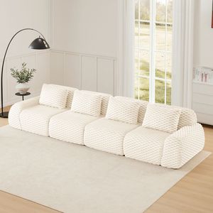 Divano Moderno Modulare Oversize a 4 Posti in Tessuto Flanella con Seduta Profonda e Fibbia per Soggiorno - Product Image 1
