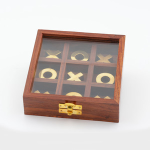 Juego de Tic Tac Toe de Madera con Piezas de Latón X O, Decoración Tradicional para el Hogar, Juego de Mesa para Uso en Interiores - Product Image 5