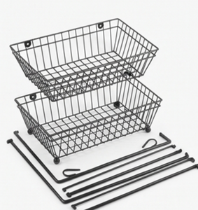 Premium <b>Stackable</b> Metal Wire Storage <b>Baskets</b> Rectangle Hanging Simple Multi Purpose Neatening Organizers - Product Image 4