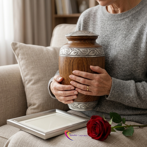 Wood Finish Metal Cremation Urn Funeral Memorial Ashes Storage <b>Jar</b> Customizable Design <b>Large</b> Capacity Decorative Funeral Urns - Product Image 4