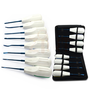 Ensemble de 8 élévateurs manuels luxateurs bleus en titane, certifiés CE, réutilisables, instruments chirurgicaux dentaires, kit d'élévateurs radiculaires - Product Image 1