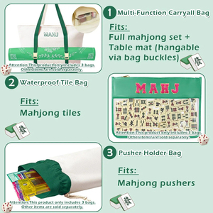 Empty <b>Mahjong</b> Tile Bags <b>Set</b> for American Tiles and Racks,Canvas Tote Bag with Mat Holder Accessories Organizer,Portable <b>Mahjong</b> - Product Image 3