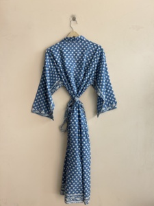 Kimono de Algodón de Manga Larga para Mujer, Estampado, Ropa de Dormir Suave y Transpirable para Verano - Product Image 2