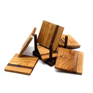 Handmade Natural Wooden <b>Slice</b> coaster Set Classic <b>Wood</b> Drink coaster square Design Custom Size Eco-friendly Home Decor - Product Image 2