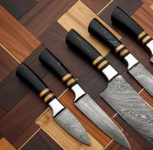 ชุดมีดเหล็กดามัสกัส LEGACY BLADES 5 ชิ้น 67 ชั้น ขัดเงา ใบมีดตรง ใช้ได้ทั้งมือซ้ายและขวา ด้ามไม้ ทนทาน ใช้งานได้ยาวนาน - Product Image 5
