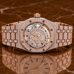 Montre de luxe pour homme en moissanite et diamants, entièrement pavée, avec pierres VVS, bracelet montre - Product Image 1