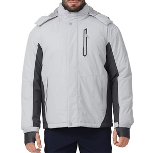 Veste de ski et de snowboard pour homme, imperméable, coupe-vent, gris clair, isolée, à capuche, avec protège-poignets, isolation synthétique - Product Image 1
