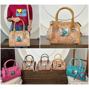 Bolso de Viaje de Cuero Genuino de Vaca, Hecho a Mano, de Lujo, Unisex, Tipo Speedy, para Fin de Semana, de Gran Venta - Product Image 1