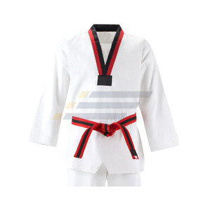 Uniforme de judo, taekwondo, karaté, noir, adulte, blanc, coton, manches longues, traditionnel - Product Image 1