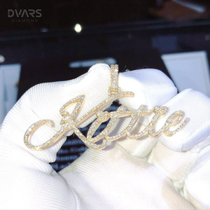 Pendentif personnalisé avec initiale de nom en moissanite VVS, argent 925, bijoux de luxe hip-hop, plaqué rhodium - Product Image 5