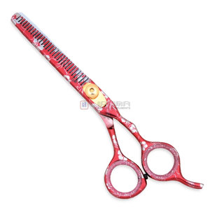 Stainless Steel Comfortable Grip Professional Hair Thinning <b>Scissors</b> Red Color Laser Printing Barber Hair Cutting <b>Scissors</b> - Product Image 1