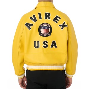 Chaqueta de Cuero Amarilla de Estilo Vintage para Hombre Avirex, Talla Grande, Ecológica y Transpirable para Invierno con Logotipo Personalizado - Product Image 4