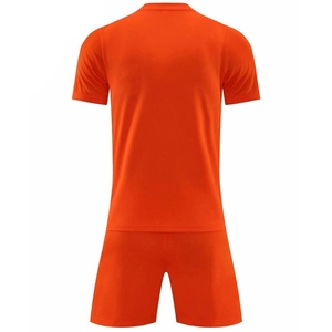 Men's Orange Soccer Jersey Set Short Sleeve Crew Neck Quick Dry Regular Fit All Seasons Solid Color Polyester Athletic Wear - Product Image 2