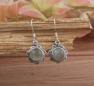 Boucles d'oreilles de luxe en préhnite naturelle, argent sterling 925, pierre précieuse verte facettée, boucles d'oreilles pendantes pour femmes, préhnite véritable, mariage, fête - Product Image 1