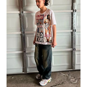 T-shirts personnalisés imprimés style américain Y2K Harajuku Gothic Streetwear Vintage Unisexe Écologiques Respirants Séchage Rapide - Product Image 4