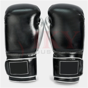 High Performance Black & <b>Silver</b> New Arrival For Adult Protection Private Label Premium Two-Tone Synthetic Leather Boxing <b>Gloves</b> - Product Image 1