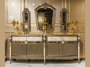 Ensemble de salle à manger de luxe en teck massif, 7 pièces, sculpté, style moderne du milieu du siècle, meubles pour hôtel, villa, manoir - Product Image 6