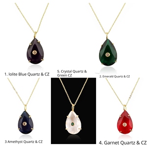 Gemstone Hydro Quartz Cubic Zircon Statement Teardrop Minimalist Latest Design 18k Gold Plated Women's <b>Accessories</b> <b>Wedding</b> Gift - Product Image 1