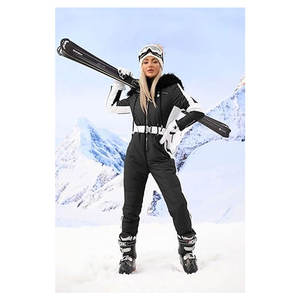 Traje de Esquí para Mujer, Impermeable, con Capucha y Cuello de Piel, Mono de Esquí para Deportes al Aire Libre, Resistente al Viento y Aislado, para Snowboard - Product Image 2