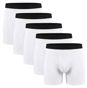 Calzoncillos Boxer Blancos para Hombre, Paquete de 5, Cintura Media, Algodón Transpirable, Color Sólido - Product Image 3