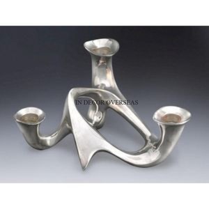 Modern European Designer Stainless Steel <b>Candelabra</b> Three Arm Candle Holder Home Decoration Durable Metal Design From India - Product Image 1