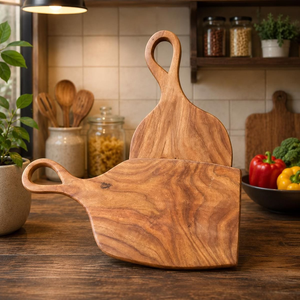 Tabla de cortar de madera de acacia con ranura para jugos, tabla para queso, apta para lavavajillas - Product Image 1