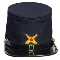 Gorra Superior Confederada de Forraje, Estilo Civil, de Lana con Tira de Cuero, Cordón y Botón de Latón, Tipo Kepi