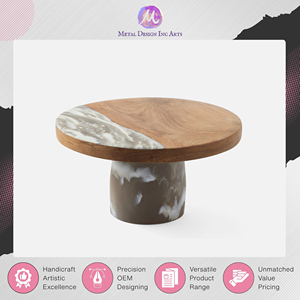 Base para Pastel Redonda Marrón con Diseño Ondulado, Hecha de Madera de Acacia y Resina, 100% Calidad Garantizada, Procedente de la India al Precio Más Bajo - Product Image 2