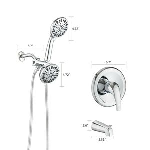 Sistema Doccia 2 in 1 ad Alta Pressione con Doccia a Pioggia e Rubinetto Vasca Combinato con Valvola, Set Bagno con Bocchetta Vasca - Product Image 6